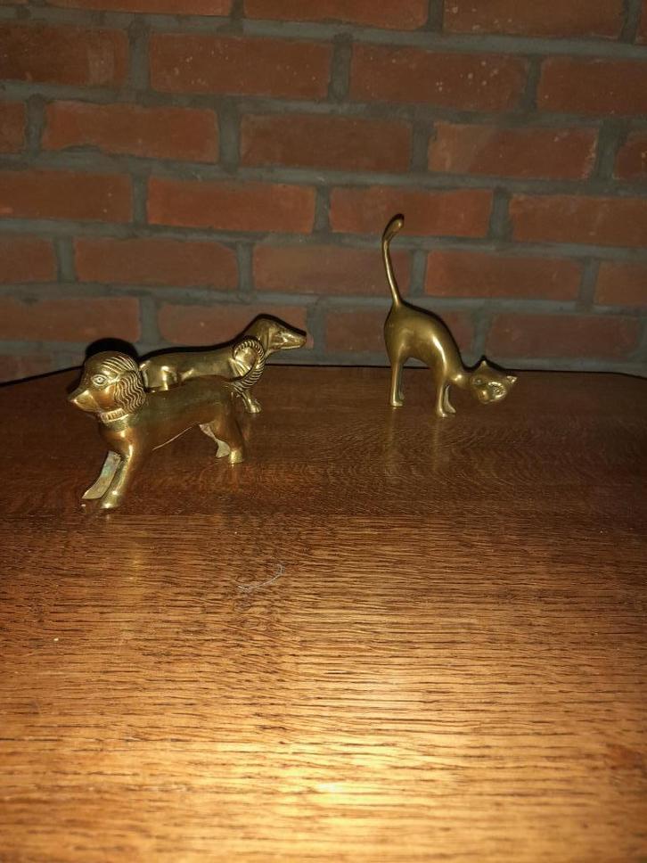 Hondjes, katten, alle soortden dieren in messing, Verzamelen, Beelden en Beeldjes, Ophalen