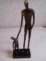 Abstrakt beeld VADER MET KIND (goud-donkerbruin), Antiek en Kunst, Ophalen