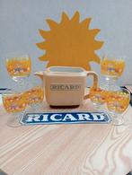 Feel sunny glazen Ricard 6 st en waterkan bruin 1 liter, Ophalen of Verzenden, Nieuw, Waterglas
