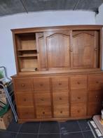 Tweedelige houten kast (lades en schappen), Huis en Inrichting, Ophalen, 5 laden of meer, 200 cm of meer, 200 cm of meer