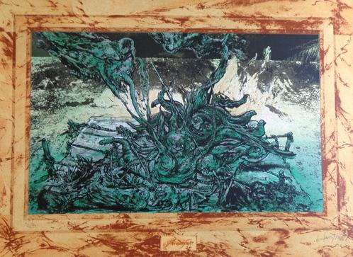 WILFRIED PAS / HEROISCH FEEST / KLEURZEEFDRUK / 54x75cm SIG, Antiek en Kunst, Kunst | Litho's en Zeefdrukken, Ophalen of Verzenden
