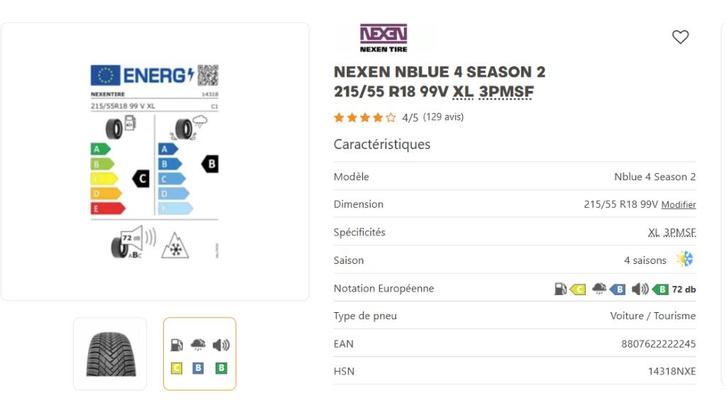 NIEUW - 4 18" 4-seizoensbanden, Auto-onderdelen, Banden en Velgen, Band(en), All Season, 18 inch, 215 mm, Personenwagen, Nieuw