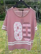 sweater/t-shirt oud-roos + print wit rug + gaatjes S-M, Kleding | Dames, Nieuw, Maat 38/40 (M), Ophalen of Verzenden, Roze