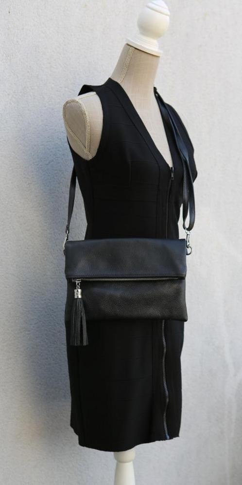 Prachtige nieuwe zwarte leren tas van Giuliano, Handtassen en Accessoires, Tassen | Damestassen, Nieuw, Zwart, Ophalen of Verzenden