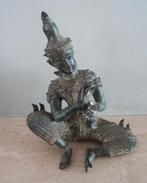 Thais bronzen beeldje, muzikant. Met zegeltje, Antiek en Kunst, Ophalen of Verzenden