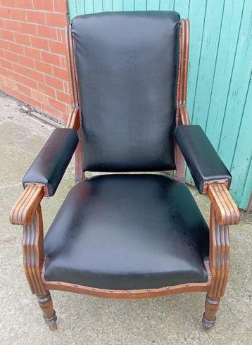 Armstoel  zetel  fauteuil  in zwart leder