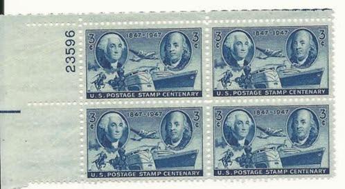 USA 1947 - Centenary Washington & Franklin - pane of 4, Timbres & Monnaies, Timbres | Amérique, Non oblitéré, Amérique du Nord