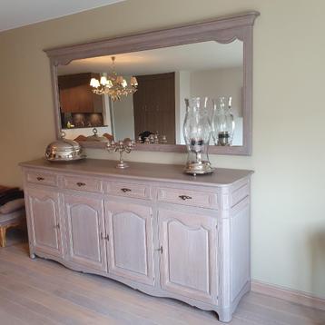 Eiken dressoir met spiegel, Huis en Inrichting, Kasten | Dressoirs, Ophalen, Eikenhout, 200 cm of meer, 25 tot 50 cm