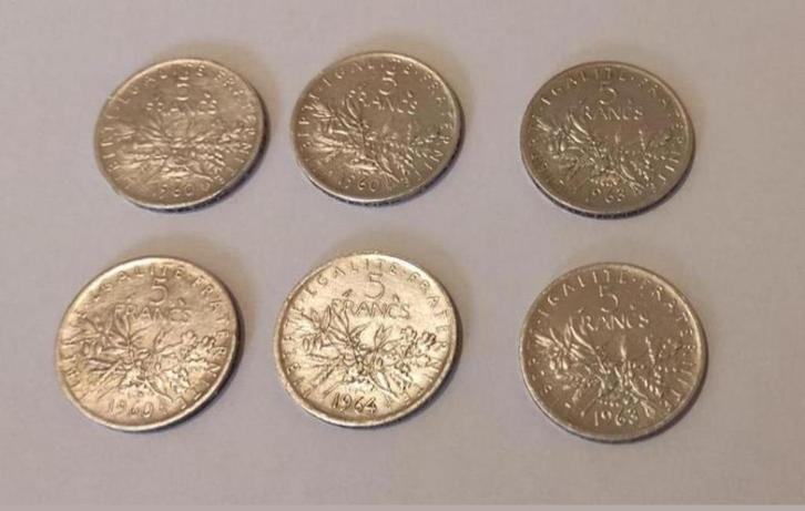 Pièce 5 F Semeuse argent, Postzegels en Munten, Munten | Europa | Niet-Euromunten, Losse munt, Frankrijk, Zilver, Ophalen of Verzenden