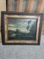 Olieverf op paneel - 19e eeuws landschap - Verdeelde panelen, Ophalen of Verzenden