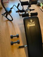Bank + ab crunch + halters, Sport en Fitness, Ophalen, Zo goed als nieuw