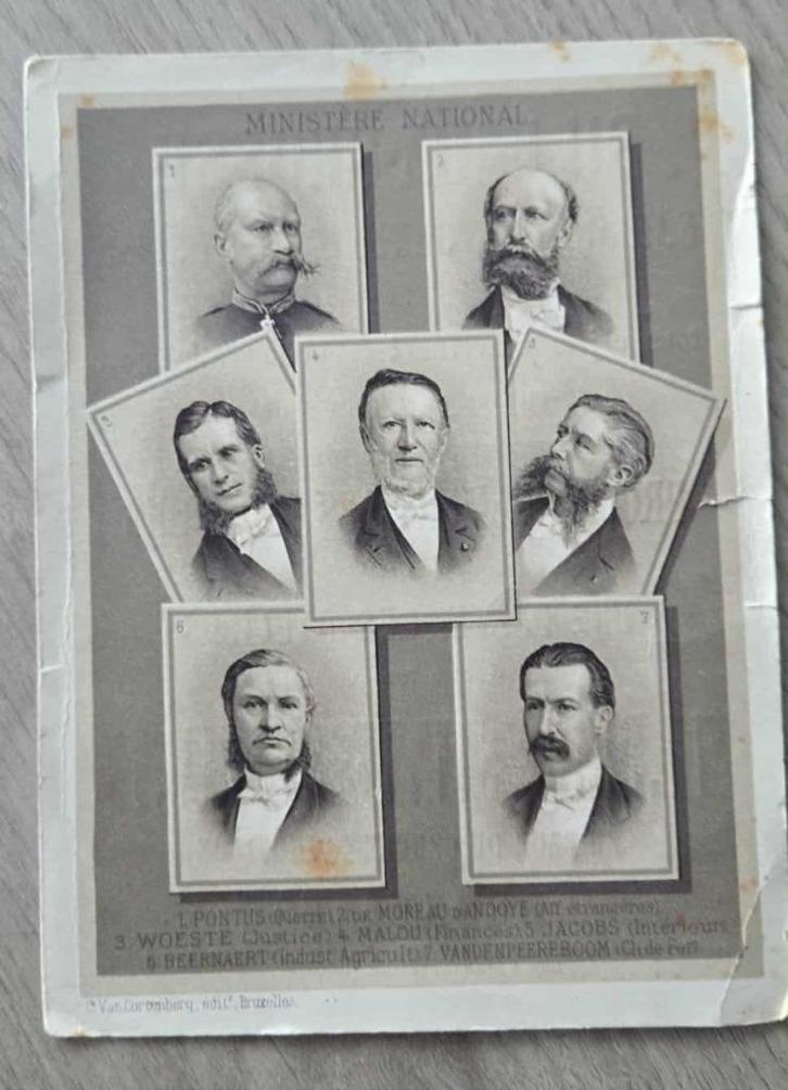 Malou II regering ministers uit 1884 kaart Billaux-Grossé, Verzamelen, Postkaarten | België, Gelopen, Voor 1920, Verzenden