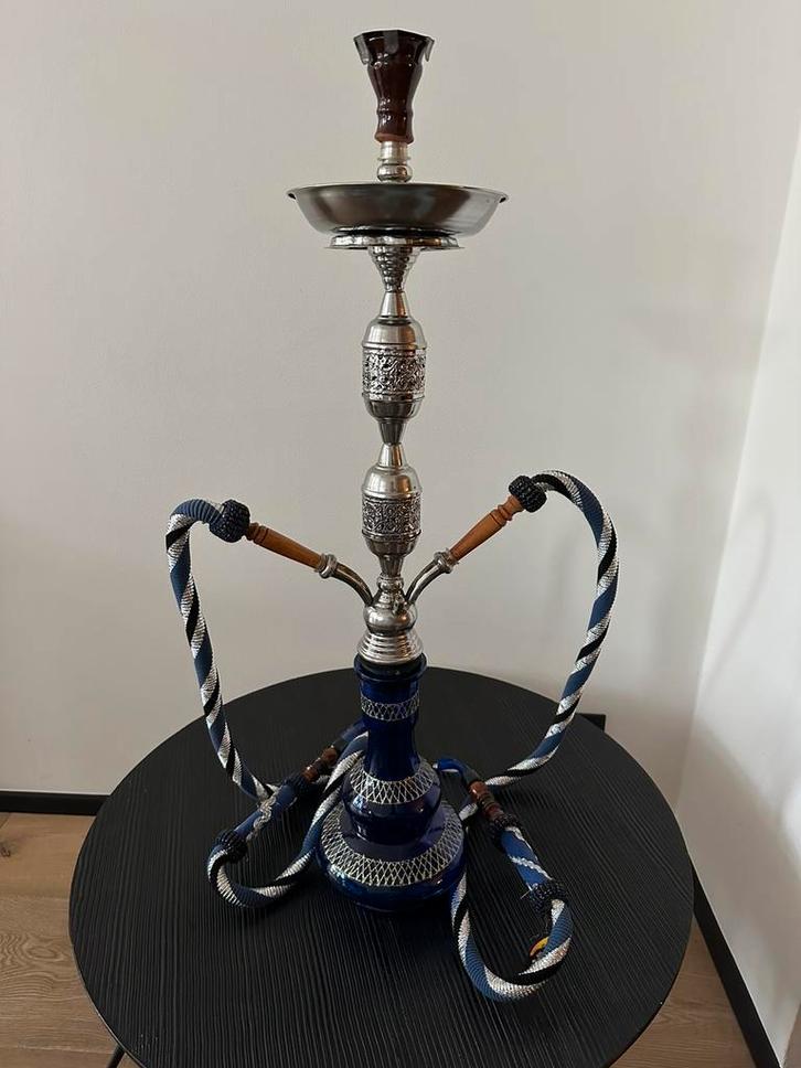 Waterpijp blauw, nooit gebruikt; shisha gekocht in Marrakesh, Verzamelen, Rookartikelen, Aanstekers en Luciferdoosjes, (Water)pijp
