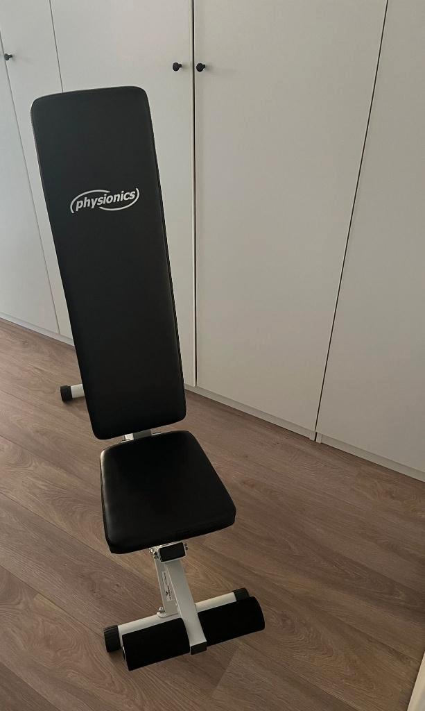 Physionics Verstelbare Fitnessbank - Wit, Sports & Fitness, Équipement de fitness, Utilisé, Banc d'exercice, Bras, Jambes, Pectoraux