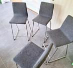 4 verchroomde stoelen/barkrukken, donkergrijs 63 cm, Zo goed als nieuw, Ophalen, 4 krukken