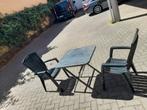 Tuin of Terras tafel +2 stoelen, Tuin en Terras, Tuintafels, Ophalen, Zo goed als nieuw, Vierkant, Aluminium