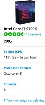 Intel 9700k met moederbord en 16gb ram, Comme neuf, 16 GB, Intel i7 9700k, Gaming