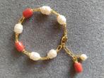 Bracelet en Perles d’eau douce et Corail teinté femme NEUF, Enlèvement, Neuf, Or, Autres matériaux