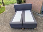 Elektrisch verstelbaar tweepersoons boxspring stof grijs, Gebruikt, Tweepersoons, Ophalen of Verzenden, 200 cm