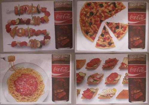9 x Set met vier verschillende Coca Cola placemats in karton, Verzamelen, Merken en Reclamevoorwerpen, Nieuw, Ophalen of Verzenden