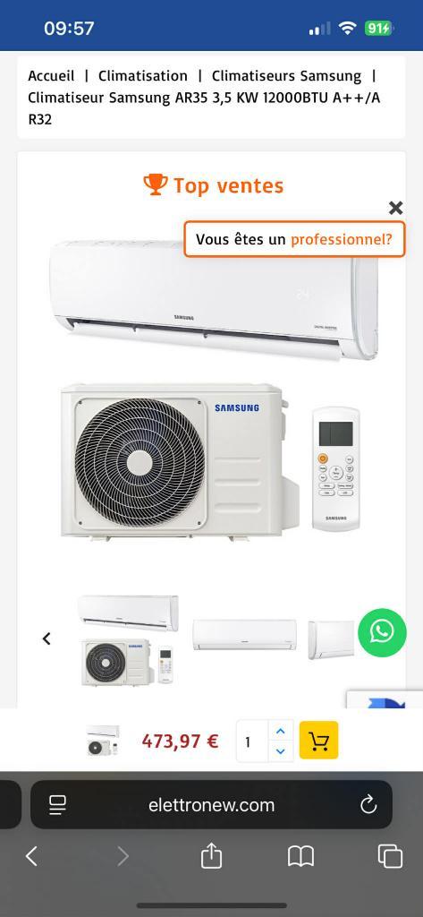 3,5kW - 12000 BTU samsung, Elektronische apparatuur, Airco's, Nieuw, Wandairco, 60 tot 100 m³, 3 snelheden of meer, Verwarmen