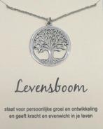 Levensboom hanger aan ketting, op cadeaukaartje, Handtassen en Accessoires, Kettingen, Ophalen of Verzenden, Nieuw, Zilver, Zilver