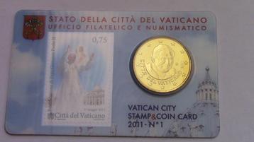 Vatikaan - 50 Cent + postzegel 0.75 € 2011 - Coincard. beschikbaar voor biedingen