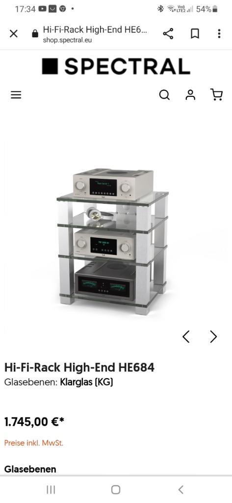 Hi-Fi-Rack High-End HE684 Klarglas (KG), Audio, Tv en Foto, Overige Audio, Tv en Foto, Zo goed als nieuw, Ophalen