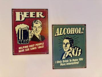 2 x "Beer" metalen bord mancave beschikbaar voor biedingen