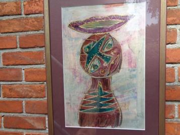 Kunstwerk niet Westerse kunst , ingekaderd door galerij beschikbaar voor biedingen