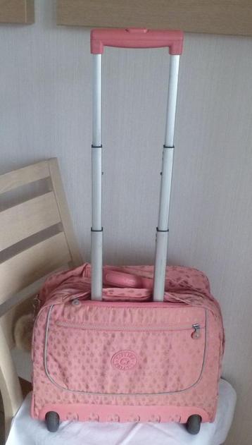 Kipling Trolley rose et doré + singe boule, Enlèvement ou Envoi, 30 à 40 cm, Rose, Utilisé