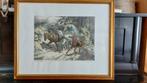Mooie oude ingekleurde ets, Ophalen of Verzenden
