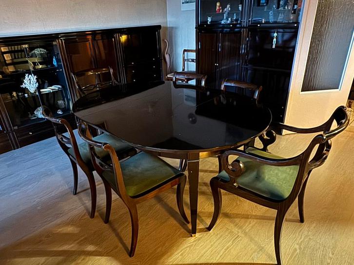 Table ovale laquée + 6 chaises style Empire – très élégante, Antiquités & Art, Antiquités | Meubles | Chaises & Canapés, Enlèvement