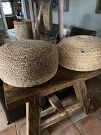 Poef rond beige, Huis en Inrichting, Zetels | Voetbanken en poefs, Ophalen of Verzenden, Zo goed als nieuw, Rond