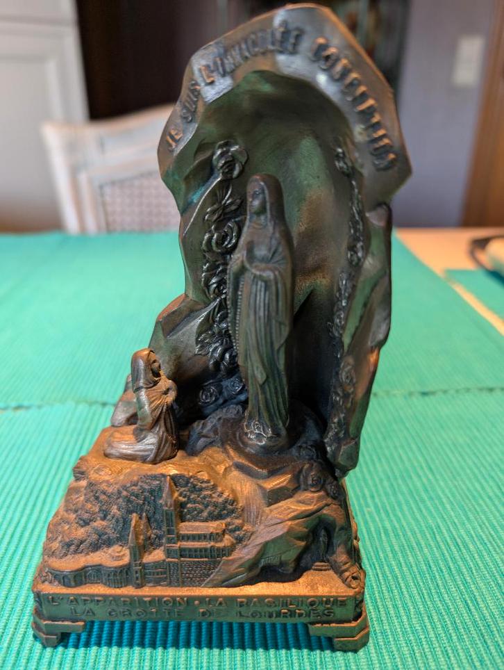 muziekdoos grot gegoten metalen beeld met de verschijning .., Antiek en Kunst, Antiek | Religieuze voorwerpen, Ophalen