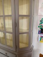 Landelijke vitrinekast lichtgrijs, H 2m, Br.1,60m, D.45cm, Huis en Inrichting, Kasten | Vitrinekasten, Ophalen, Zo goed als nieuw