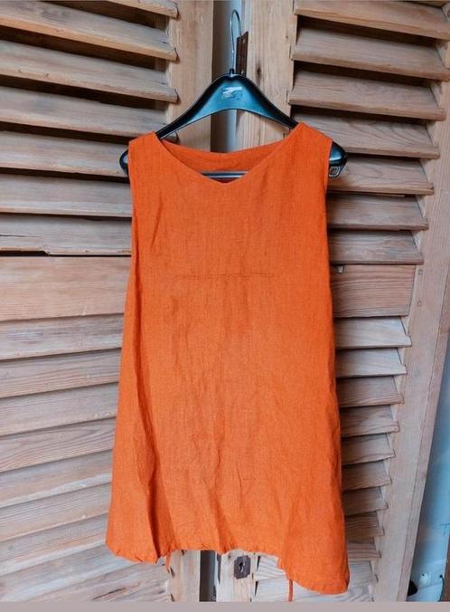 Linnen zwangerschapstuniek met broek, Vêtements | Femmes, Vêtements de grossesse, Comme neuf, Taille 38/40 (M), Orange, Enlèvement ou Envoi