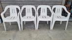 4 witte tuinstoelen, Ophalen, Gebruikt, Plastic, Stapelbaar