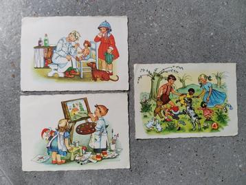 cartes postales anciennes enfants et jouets, chien, docteur