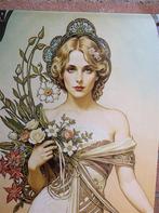 Deco ALPHONSE MUCHA Art Nouveau Metalen Wandbord, Collections, Envoi, Neuf