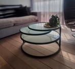 Salontafel van melkglas en geruwd metaal, Ophalen, Zo goed als nieuw, Metaal
