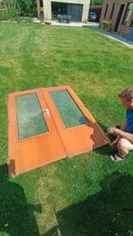 Set van twee houten deuren met decoratief glas, Doe-het-zelf en Bouw, Ophalen, Gebruikt