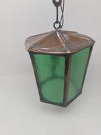 Oude metale Lantaarnlamp Groen Glas, Antiek en Kunst, Ophalen