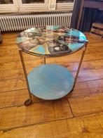 Roltafel rond+katten glas 50/60cm AFGEPRIJSD  €40, Antiek en Kunst, Ophalen