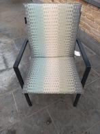 6 zwarte tuinstoelen met 6 tuinkussens, Tuin en Terras, Ophalen, Gebruikt, Textileen, Stapelbaar