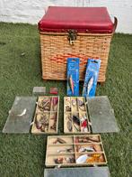 Vintage hengelkoffer met veel accessoires, Watersport en Boten, Hengelsport | Algemeen, Ophalen, Gebruikt