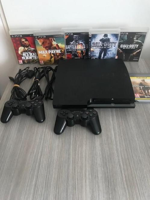 PlayStation 3 Slim (160GB) + 2 controllers + 6 games, Games en Spelcomputers, Spelcomputers | Sony PlayStation 3, Gebruikt, Slim