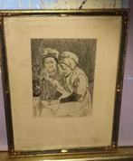 Gravure Oncle Claes et tante Johanna de felicien rops, Antiquités & Art, Enlèvement ou Envoi