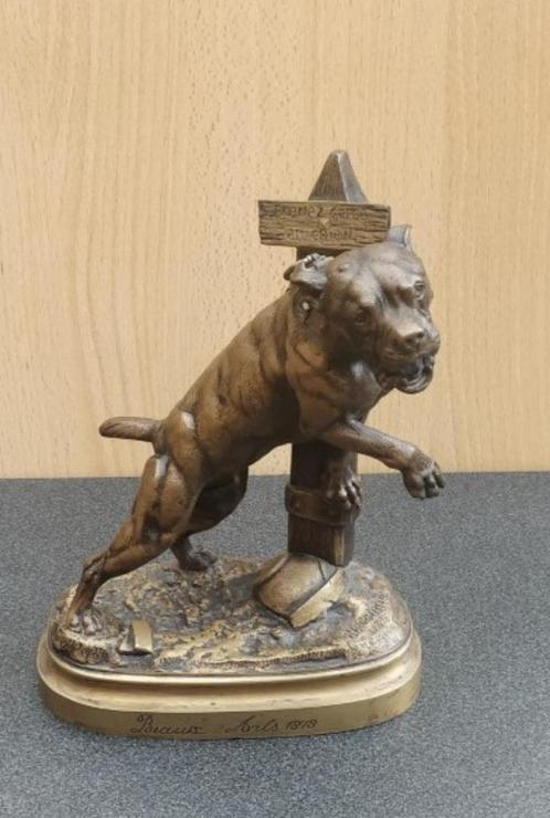 Bronze Prosper Lecourtier "Prenez garde au chien", Antiquités & Art, Art | Peinture | Moderne, Enlèvement ou Envoi