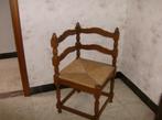 Massief eiken hoekstoel met biezen zitting -, Huis en Inrichting, Stoelen, Ophalen